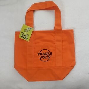 Trader Joes Mini Tote Bag Canvas Halloween Fall Limited Edition Orange Bag